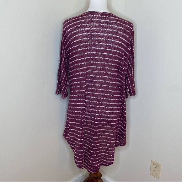Lularoe Burgundy Striped Sweater Kimono Small - Picture 4 of 7